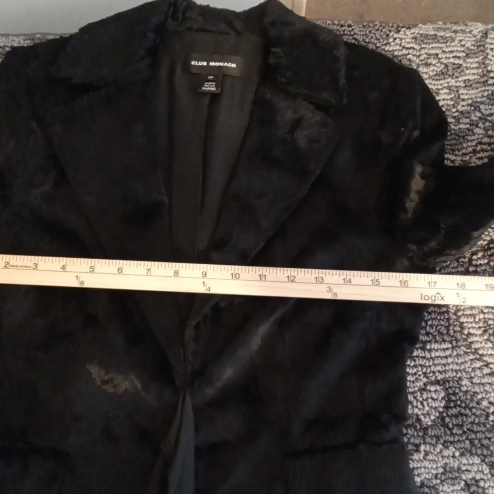 Club Monaco Faux Fur Womens Jacket Black Old Money Office Womens SP